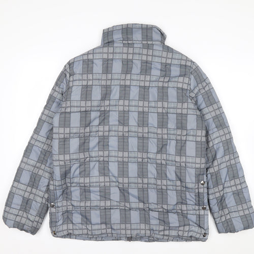 Tu Woman Grey Check Puffer Jacket Size 12 Regular Fit Mid-Length