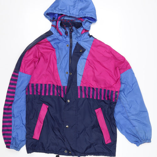 Regatta Womens 90s Retro Colour Block Waterproof Hooded Anorak Jacket Blue Pink Navy Size S