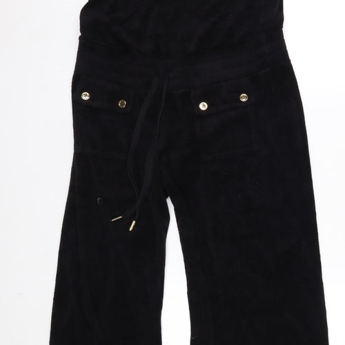 Juicy Couture Womens Black Velour Jumpsuit Medium M Strap Belted USA Made