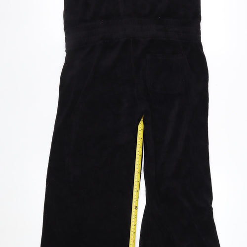 Juicy Couture Womens Black Velour Jumpsuit Medium M Strap Belted USA Made