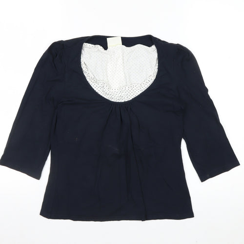 Kaliko Women Blue 3/4 Sleeve Scoop Neck Viscose Stretch Blouse UK 12