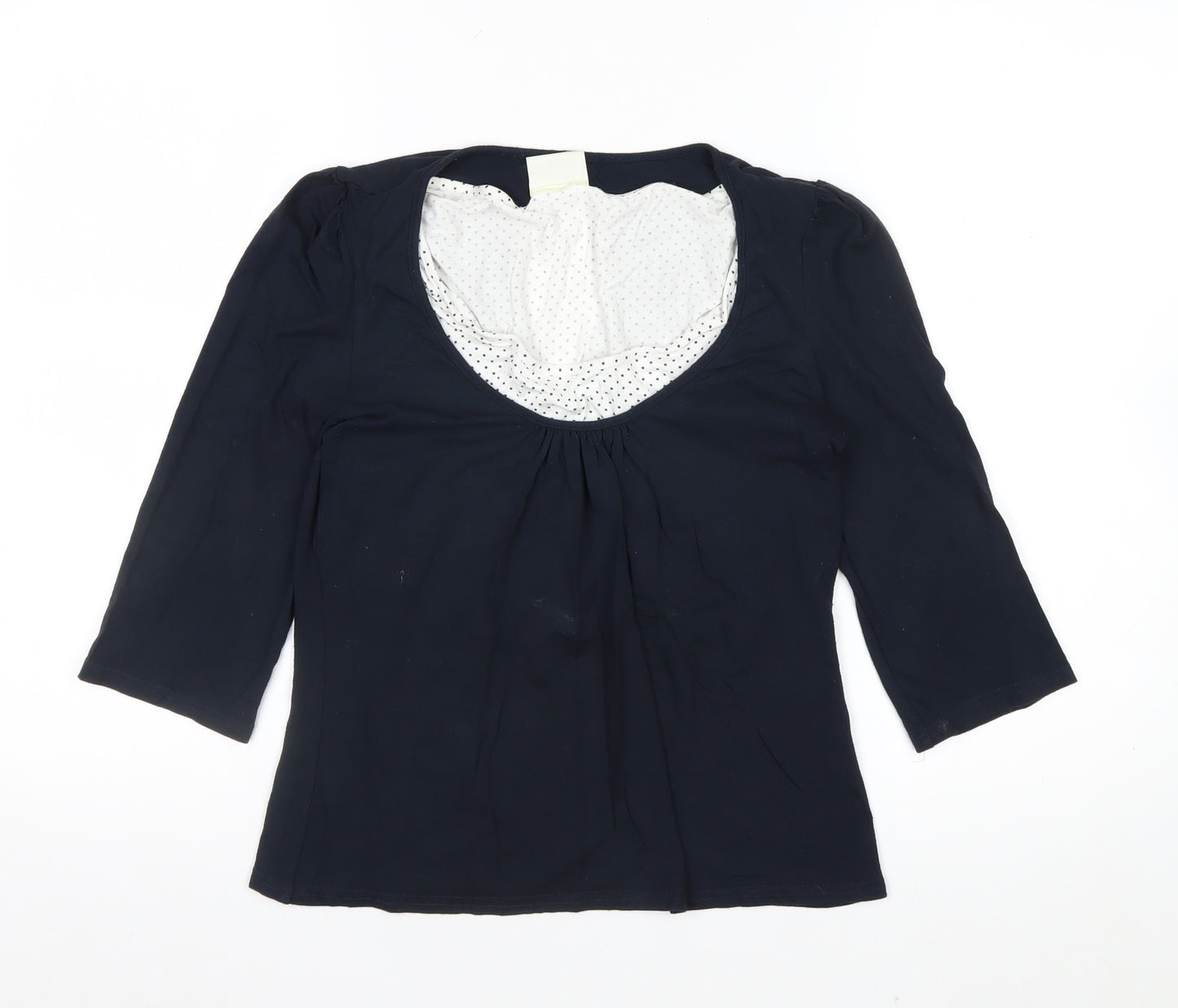 Kaliko Women Blue 3/4 Sleeve Scoop Neck Viscose Stretch Blouse UK 12