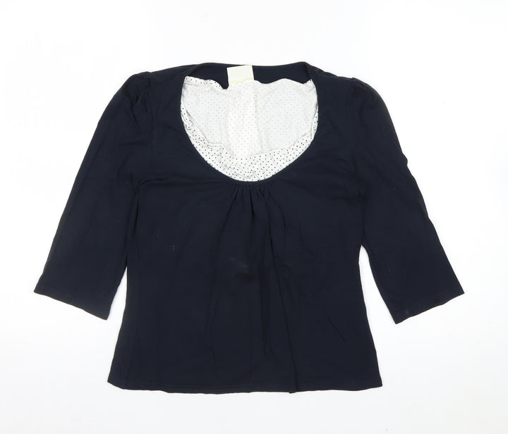 Kaliko Women Blue 3/4 Sleeve Scoop Neck Viscose Stretch Blouse UK 12