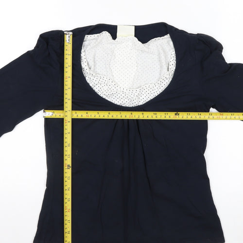 Kaliko Women Blue 3/4 Sleeve Scoop Neck Viscose Stretch Blouse UK 12