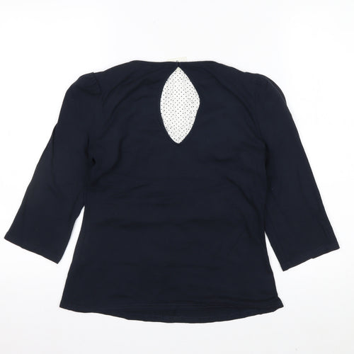 Kaliko Women Blue 3/4 Sleeve Scoop Neck Viscose Stretch Blouse UK 12
