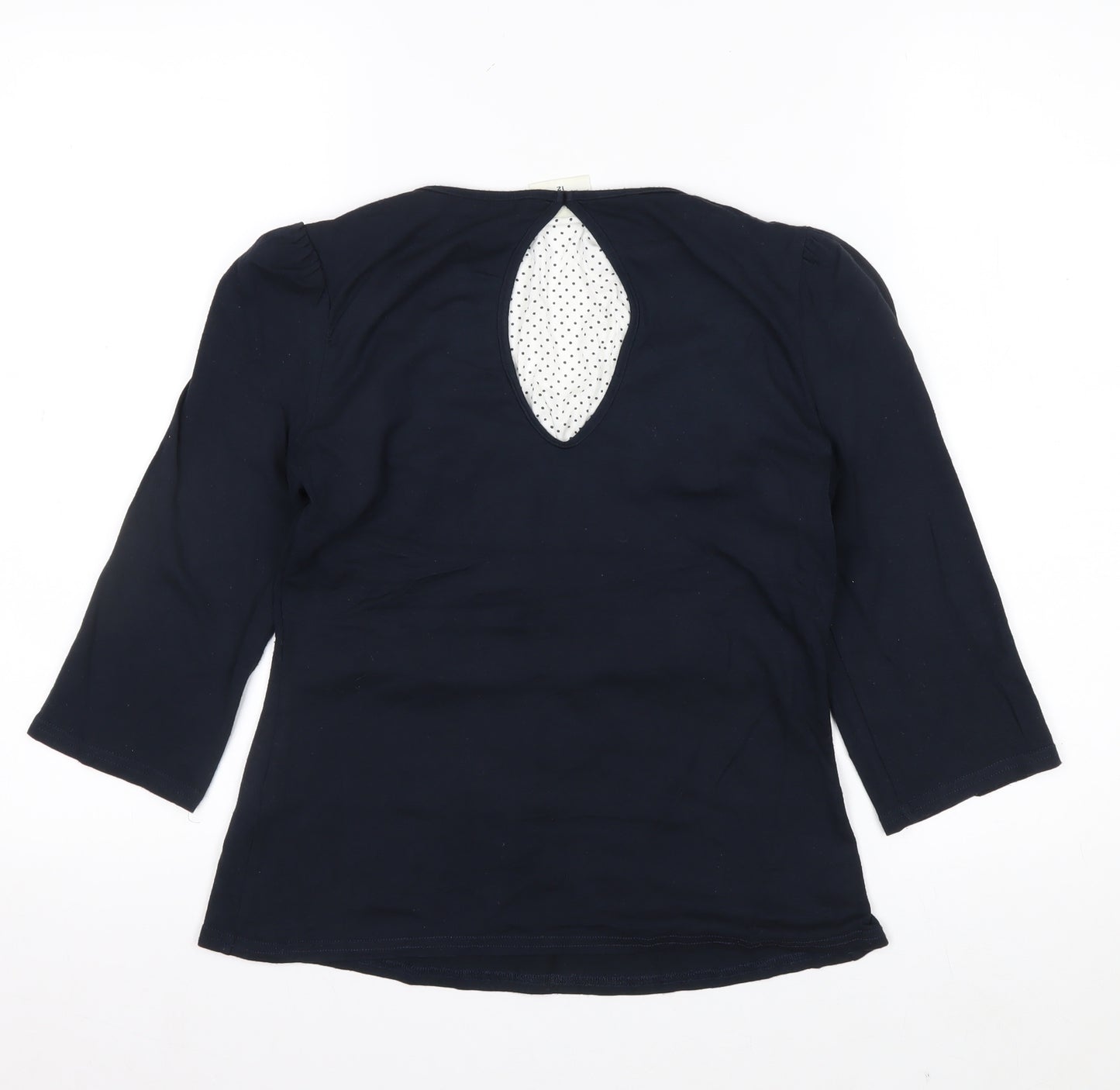 Kaliko Women Blue 3/4 Sleeve Scoop Neck Viscose Stretch Blouse UK 12