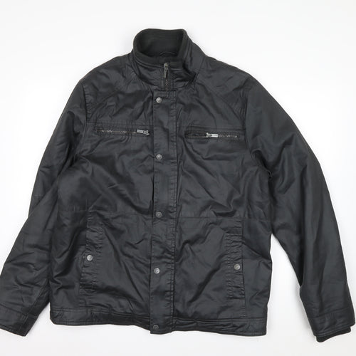 F&F Men's Black Biker Zip Jacket L Regular Water Resistant