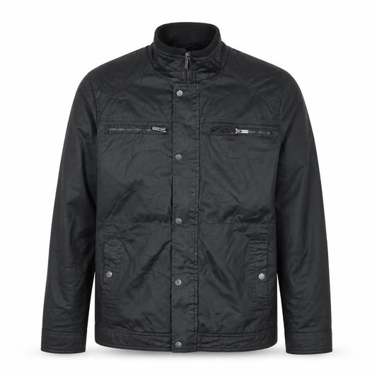 F&F Men's Black Biker Zip Jacket L Regular Water Resistant