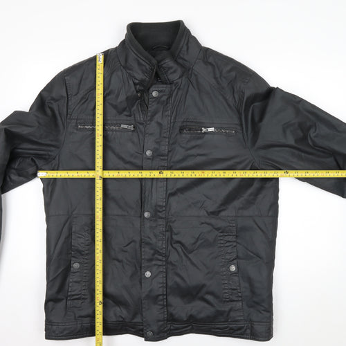 F&F Men's Black Biker Zip Jacket L Regular Water Resistant