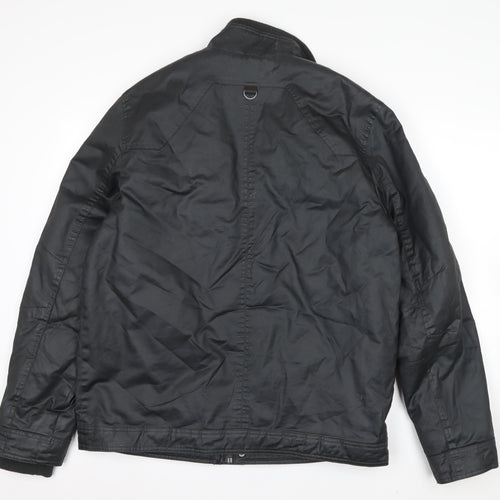 F&F Men's Black Biker Zip Jacket L Regular Water Resistant