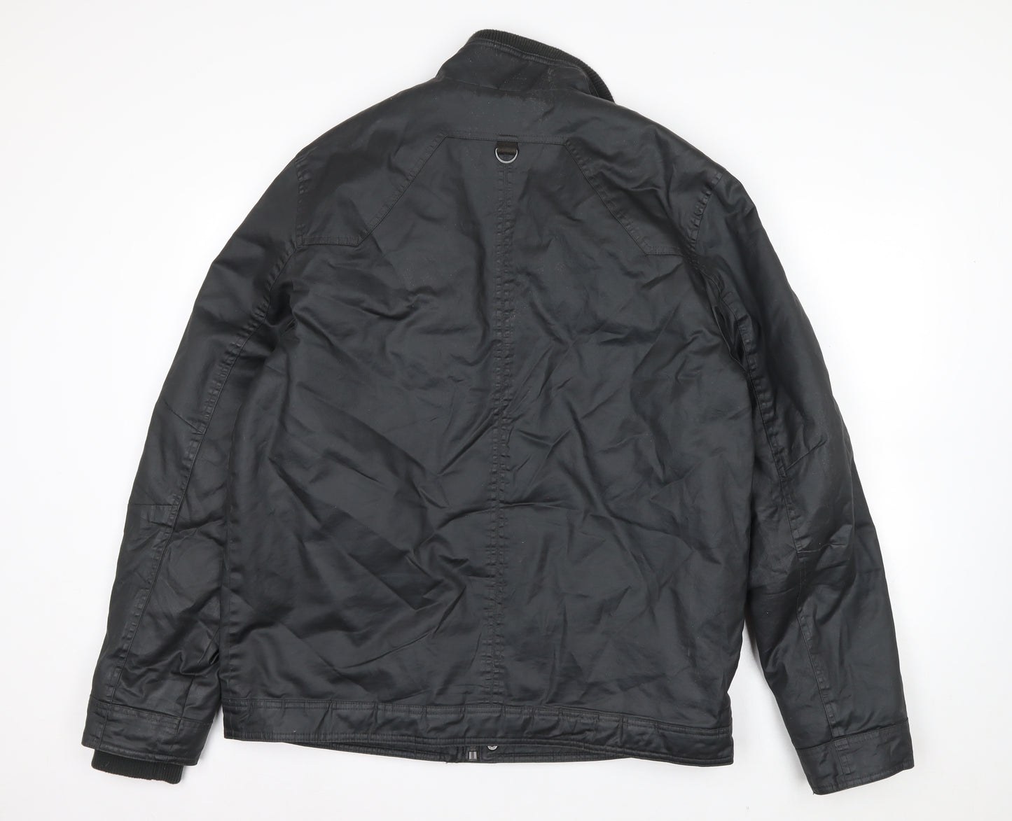 F&F Men's Black Biker Zip Jacket L Regular Water Resistant