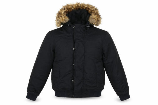 Next Men's Black XS Puffer Jacket with Faux Fur Hood Winter Coat