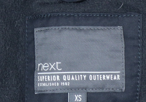 Next Men's Black XS Puffer Jacket with Faux Fur Hood Winter Coat