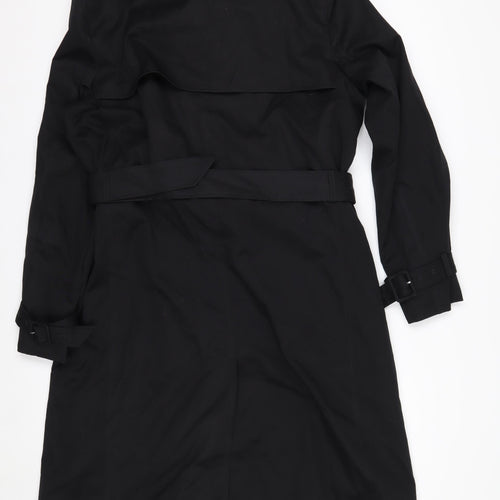 Marks and Spencer Women's Black Trench Coat Size 14 Belted Long Classic