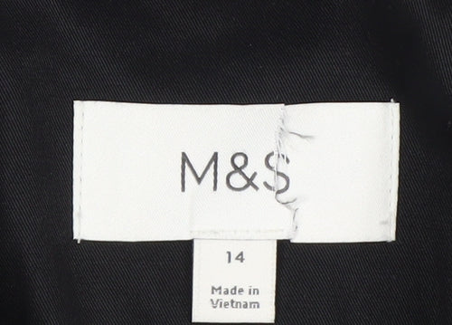 Marks and Spencer Women's Black Trench Coat Size 14 Belted Long Classic