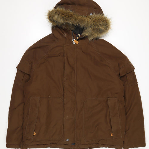 Timberland Men's Brown Waterproof Parka Jacket L Hooded Outdoor