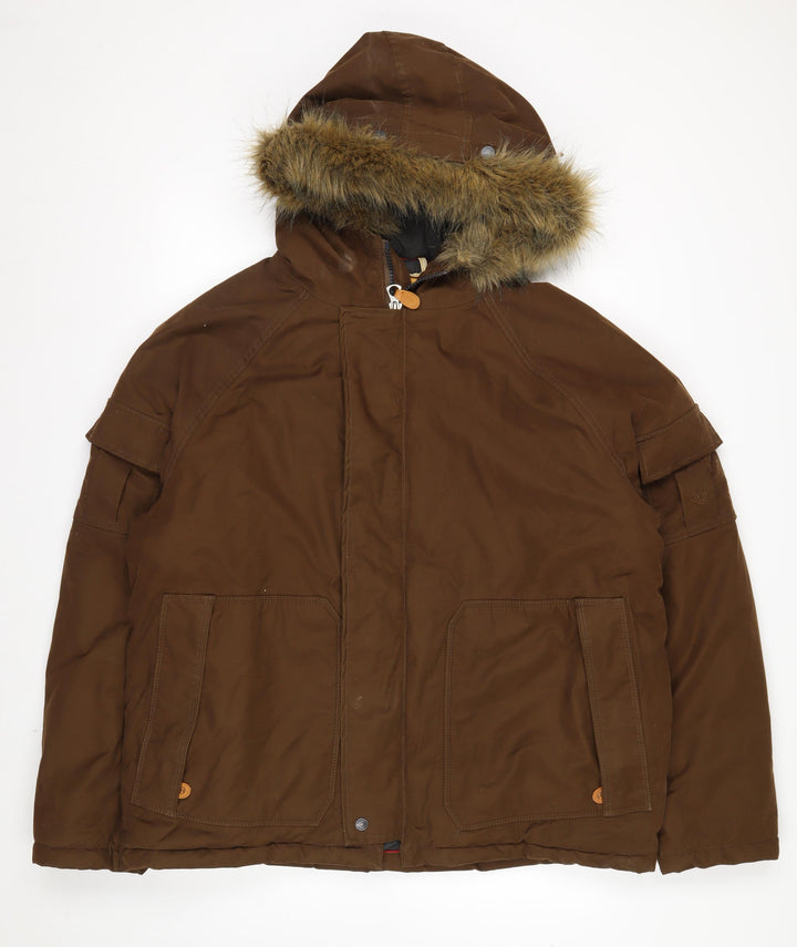 Timberland Men's Brown Waterproof Parka Jacket L Hooded Outdoor