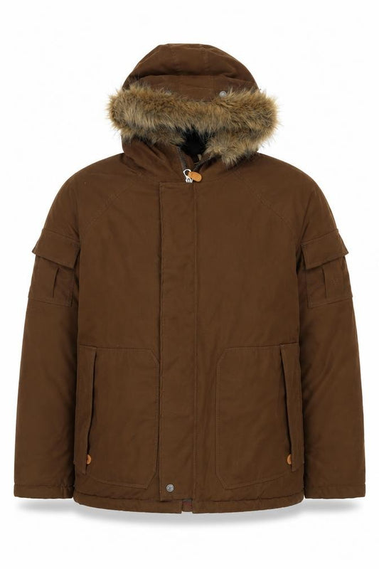 Timberland Men's Brown Waterproof Parka Jacket L Hooded Outdoor