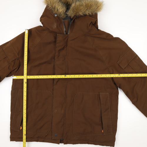 Timberland Men's Brown Waterproof Parka Jacket L Hooded Outdoor