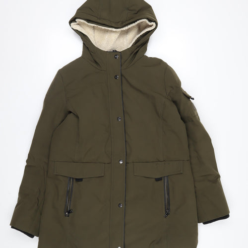 Ralph Lauren Women's Green Parka Coat Size L Hooded Long Winter Jacket