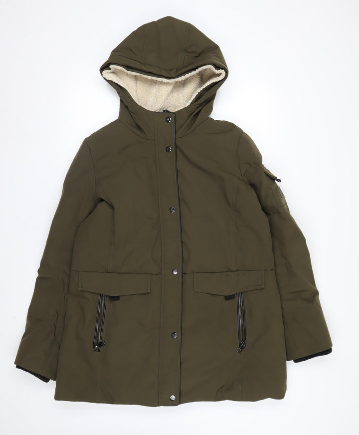 Ralph Lauren Women's Green Parka Coat Size L Hooded Long Winter Jacket