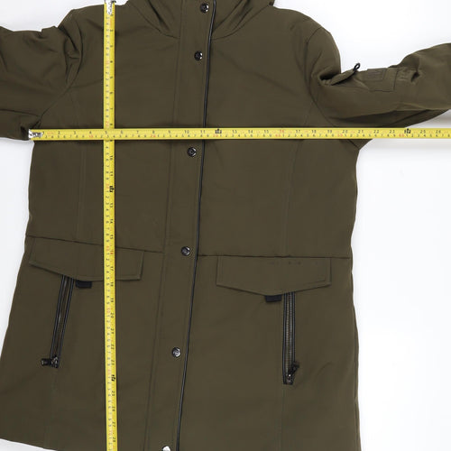 Ralph Lauren Women's Green Parka Coat Size L Hooded Long Winter Jacket