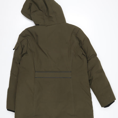 Ralph Lauren Women's Green Parka Coat Size L Hooded Long Winter Jacket