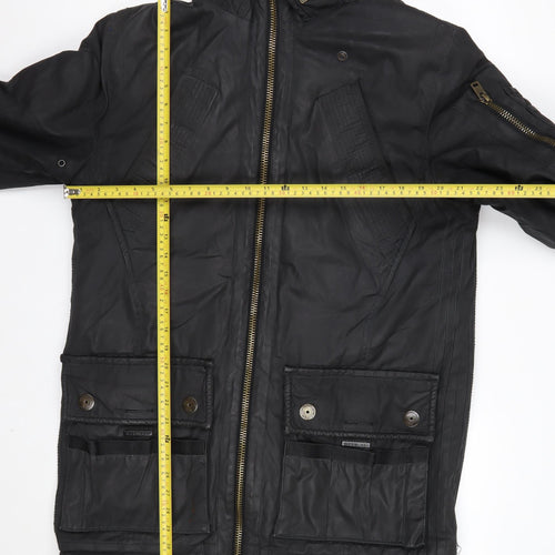 Superdry Men’s Black XL Waxed Cotton Hooded Parka Jacket