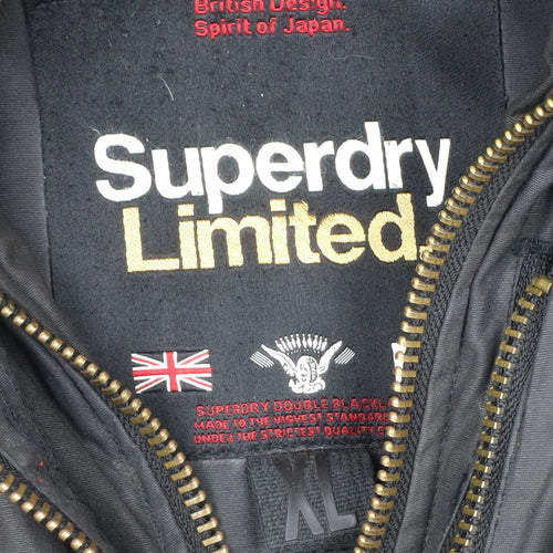 Superdry Men’s Black XL Waxed Cotton Hooded Parka Jacket