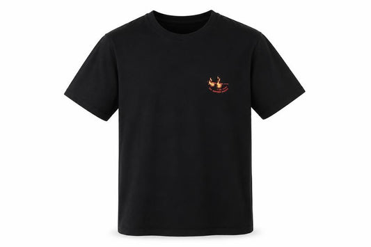 Bershka Mens Black Graphic Skull Fire Short Sleeve Cotton T-Shirt M