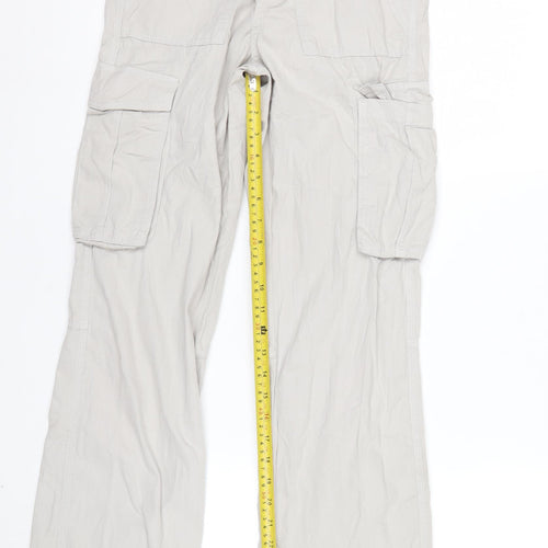 Bershka Women's Beige Cargo Trousers Size 4 Cotton Utility Pants