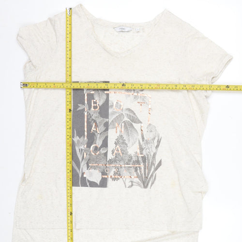 Next Women’s Beige Floral Botanical V-Neck T-Shirt Size 18
