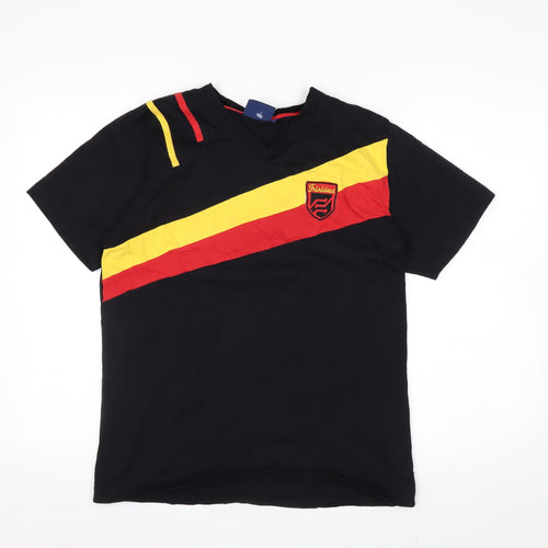 Football Factory Men's Black L Cotton Sports T-Shirt