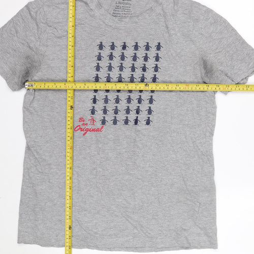 Original Penguin Men's Grey L Graphic Penguin Print Cotton T-Shirt