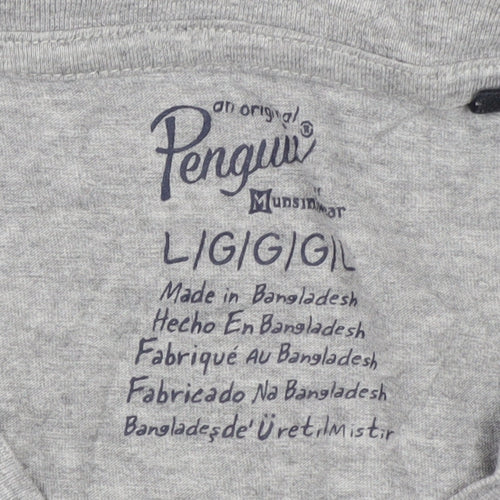 Original Penguin Men's Grey L Graphic Penguin Print Cotton T-Shirt