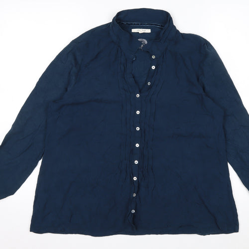 White Stuff Women’s Blue Cotton Tunic Blouse Size 16 Long Sleeve