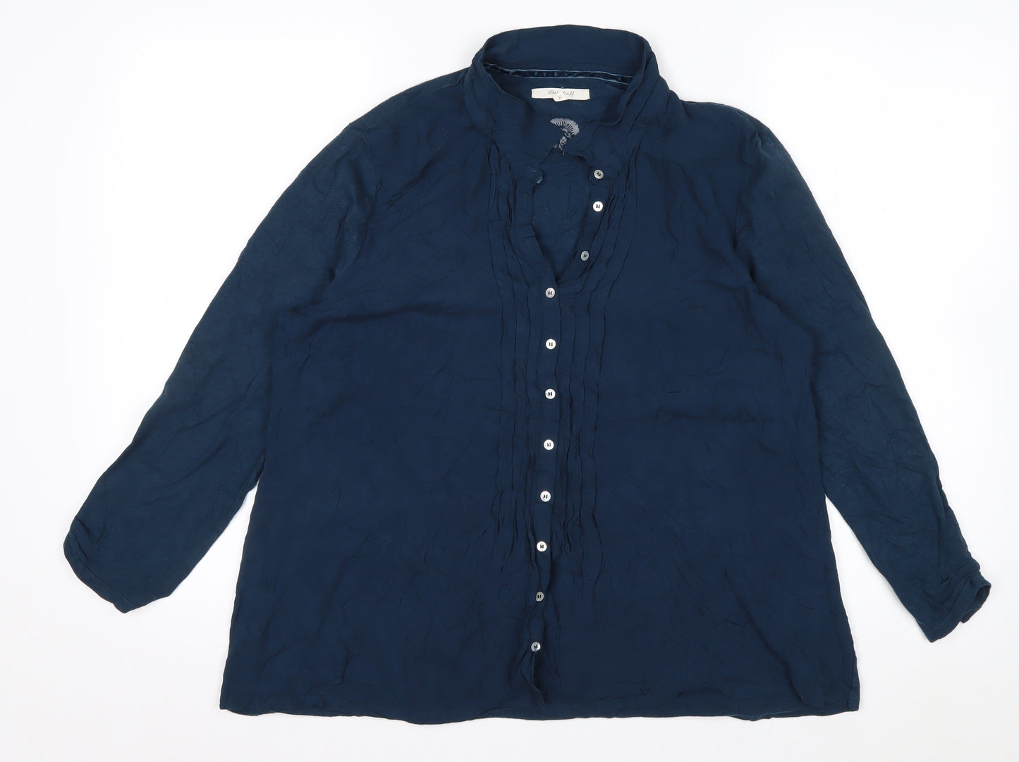 White Stuff Women’s Blue Cotton Tunic Blouse Size 16 Long Sleeve