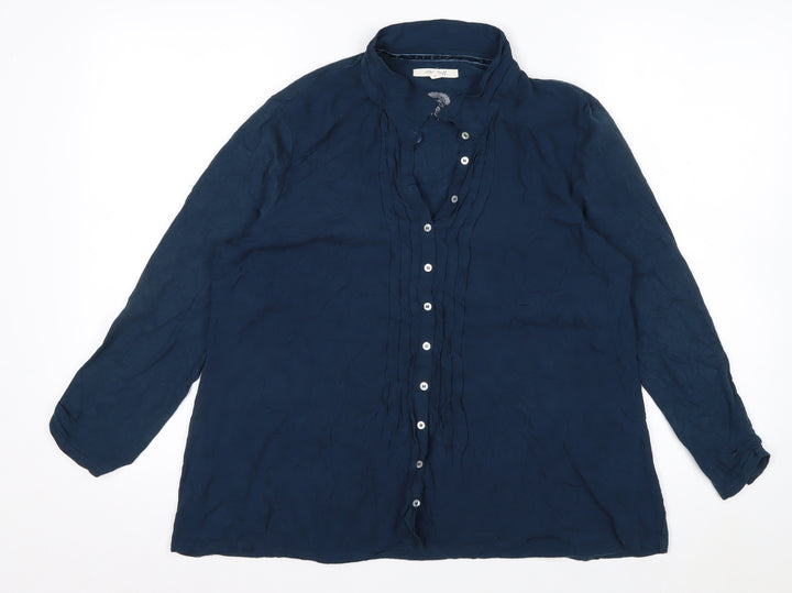 White Stuff Women’s Blue Cotton Tunic Blouse Size 16 Long Sleeve