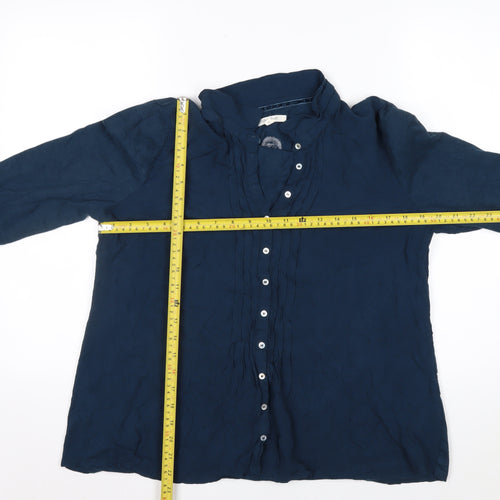 White Stuff Women’s Blue Cotton Tunic Blouse Size 16 Long Sleeve