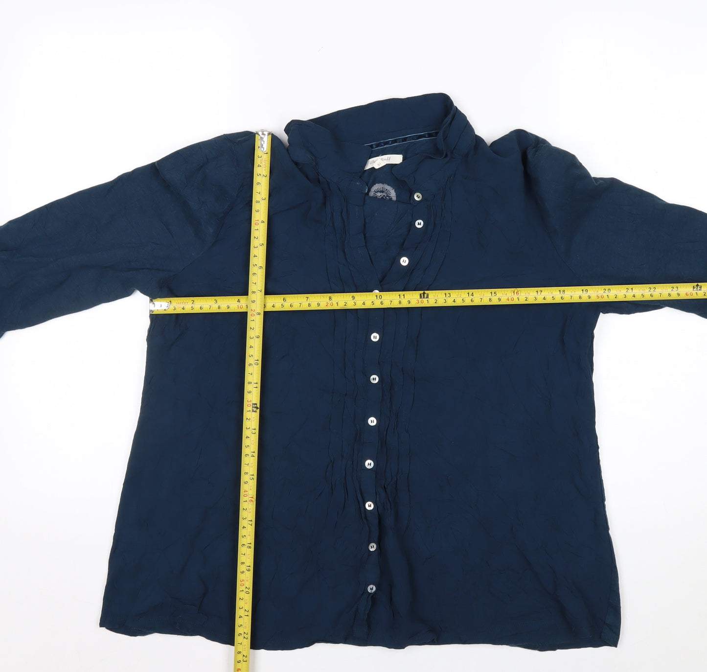 White Stuff Women’s Blue Cotton Tunic Blouse Size 16 Long Sleeve