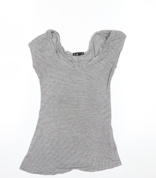 AllSaints Women's Grey XS Basic Viscose Scoop Neck T-Shirt