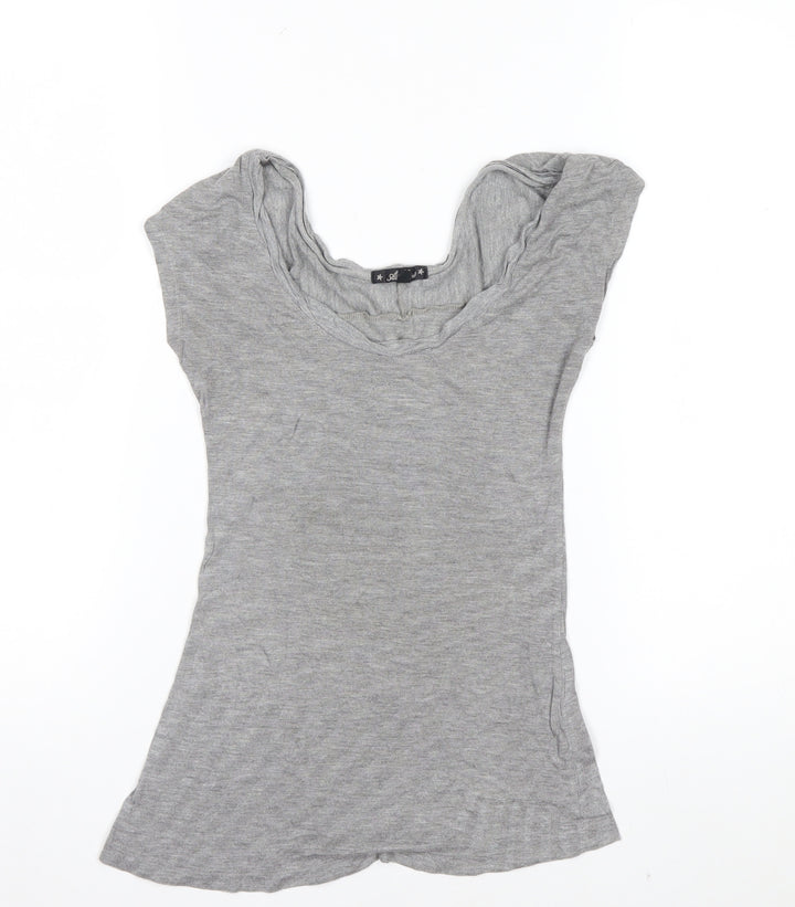 AllSaints Women's Grey XS Basic Viscose Scoop Neck T-Shirt