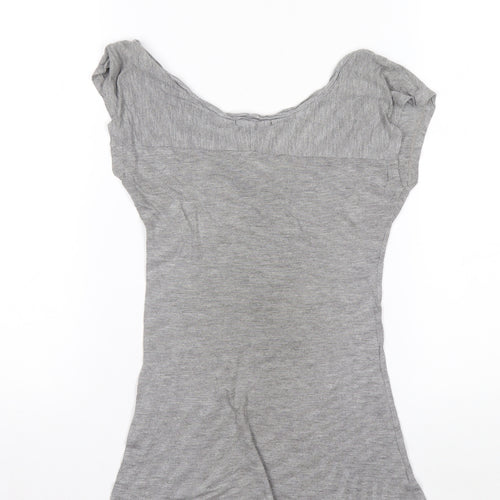 AllSaints Women's Grey XS Basic Viscose Scoop Neck T-Shirt