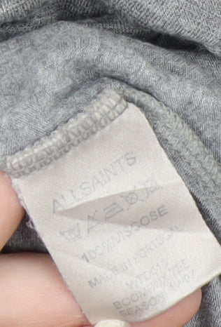 AllSaints Women's Grey XS Basic Viscose Scoop Neck T-Shirt