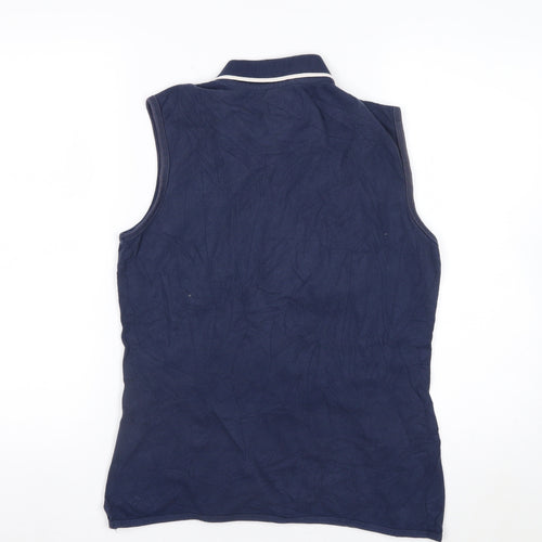 Hazy Blue Women's Navy Sleeveless Cotton Polo Shirt Size 12