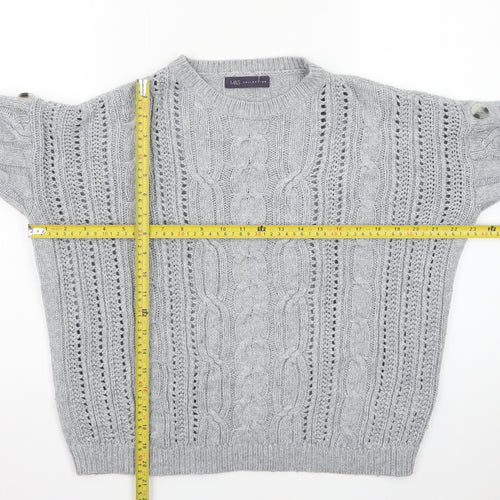 Marks and Spencer Women Grey Cable-Knit Wool Blend Jumper Size 14