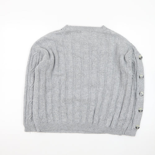 Marks and Spencer Women Grey Cable-Knit Wool Blend Jumper Size 14