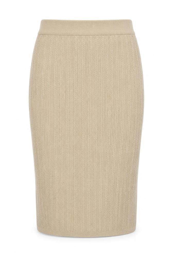 Marks and Spencer Women Beige Wool Knit Pencil Skirt Size 14
