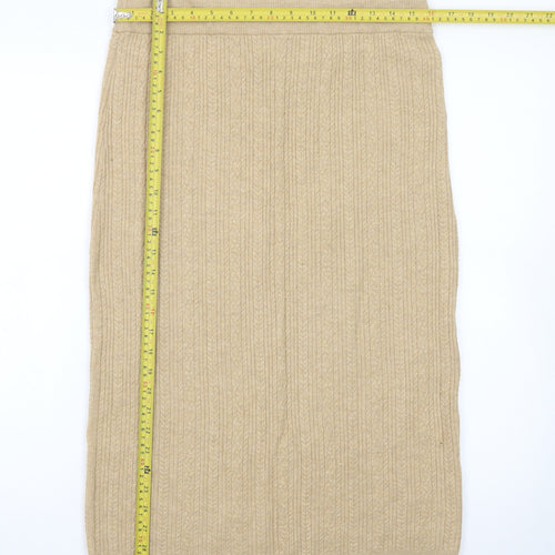 Marks and Spencer Women Beige Wool Knit Pencil Skirt Size 14