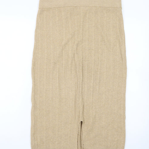 Marks and Spencer Women Beige Wool Knit Pencil Skirt Size 14